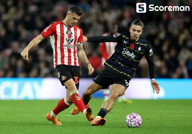 선덜랜드, 에버턴과 1-1 무승부→4위 도약... 자카 10경기만에 데뷔골